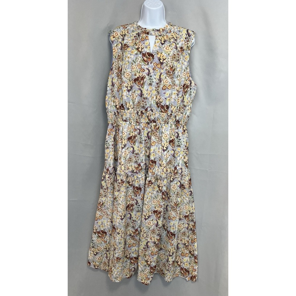 Jasambac Women's Layered Floral MIDI Dress Sz 2XL NWT Sleeveless